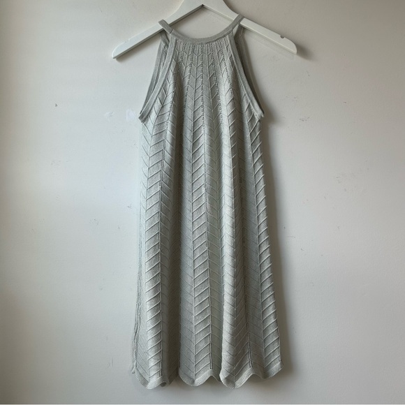 NWT Joie Ivory Shevron Knitted Metallic High Neck Dress Sz XS Festive Holidays - Picture 4 of 14